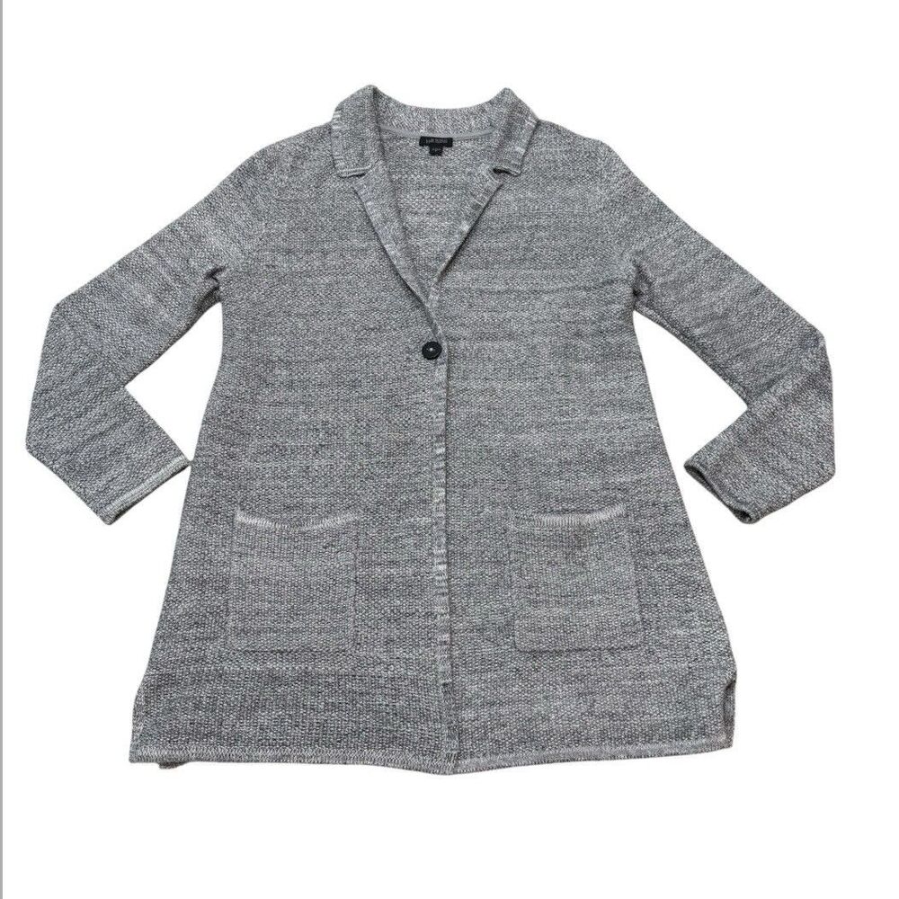 J. Jill Wearever Gray One Button Cardigan Sweater Blazer Size M